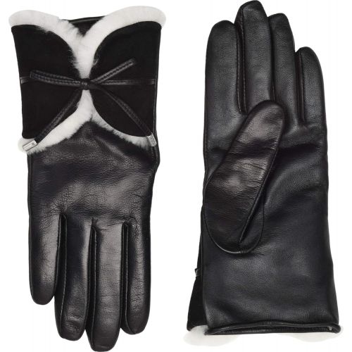  UGG Womens Combo Sheepskin Trim and Leather Tech Gloves Black Multi MD