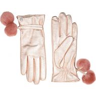 UGG Womens Sheepskin Pom and Leather Tech Gloves Rose Gold SM