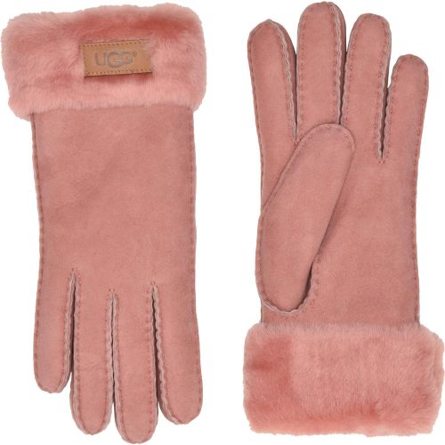  UGG Womens Turn Cuff Water Resistant Sheepskin Gloves Lantana Pink MD