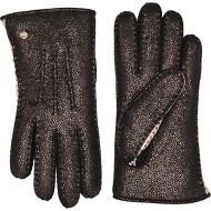 UGG Womens Leather and Water Resistant Sheepskin Mixed Gloves Metallic Black MD