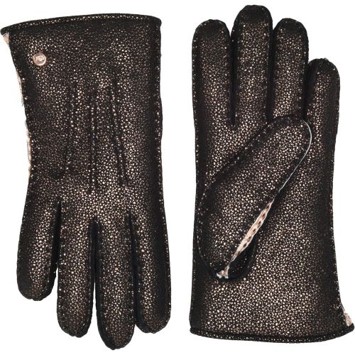  UGG Womens Leather and Water Resistant Sheepskin Mixed Gloves Metallic Black MD