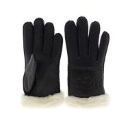 UGG Womens Water Resistant Sheepskin Logo Gloves Black Leather MD