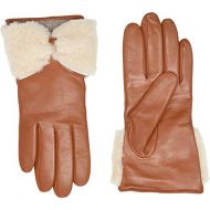 UGG Womens Tech Leather Gloves with Sheepskin Bow Chestnut LG