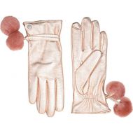 UGG Womens Sheepskin Pom and Leather Tech Gloves Rose Gold MD