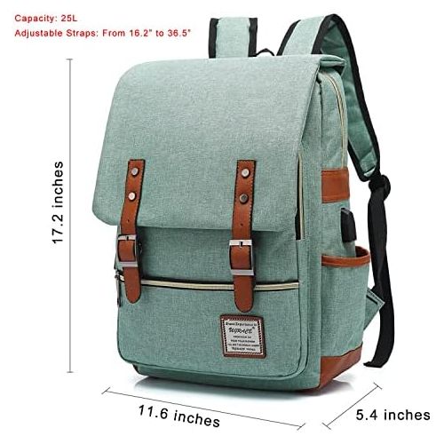  [아마존베스트]UGRACE Vintage Laptop Backpack with USB Charging Port, Elegant Water Resistant Travelling Backpack Casual Daypacks School Shoulder Bag for Men Women, Fits up to 15.6Inch MacBook in