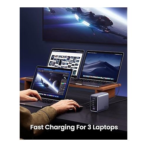  UGREEN 300W USB C Charger, Nexode GaN 5 Ports Desktop Charging Station, 140W Max Single Port PD3.1 PPS Fast Charger for MacBook Pro/Air, Dell XPS, iPad Pro, iPhone 15 Pro, Galaxy S23 Ultra, Steam Deck