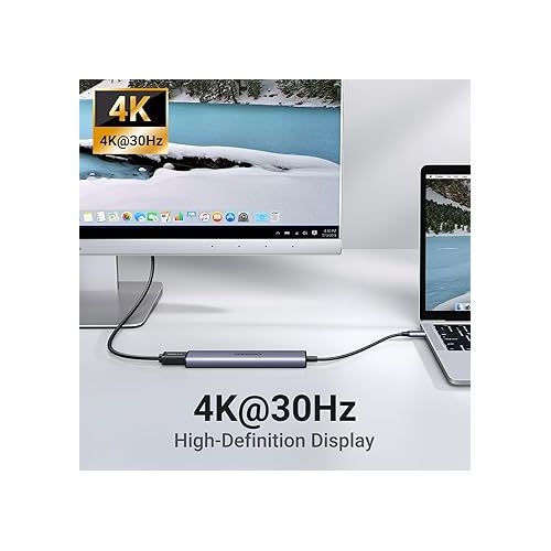  UGREEN Revodok 105 USB C Hub 5 in 1 Multiport Adapter 4K HDMI, 100W Power Delivery, 3 USB-A Data Ports, USB C Dongle for MacBook Pro/Air, iPad Pro, iMac, iPhone 15 Pro/Pro Max, XPS, Thinkpad