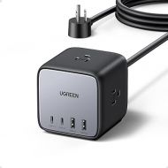 UGREEN 65W Charging Station, 7-in-1 USB C Power Strip with 6ft Extension Cord, 3 AC, 2 USB C, 2 USB A, Nexode GaN Desktop Charger for Home, Office, Travel for MacBook Pro, iPhone 15 Pro and More