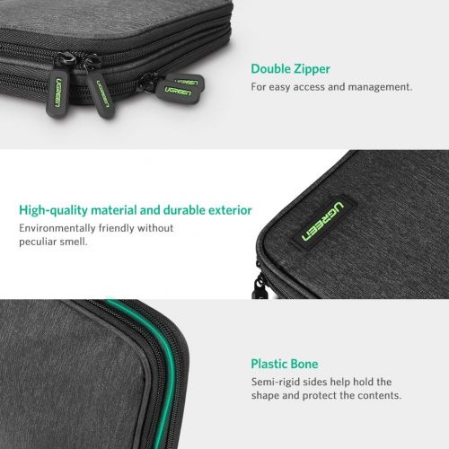  [아마존베스트]UGREEN Electronics Organizer Travel Cable Organizer Gadgets Bag Accessories for USB Cable Cord, USB Flash Drive, SD Card, Hard Drive, Power Bank, iPad Mini Tablet