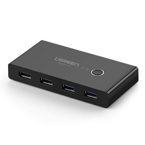  [아마존 핫딜]  [아마존핫딜]UGREEN 4 Ports USB 3.0 Teilen USB Switch fuer 2 PCs 2 In 4 Out Umschalter mit 2 USB 3.0 Kabel fuer Drucker, Scanner, Tastatur, USB Sticks, Festplatten, Maus, Headset usw Schwarz