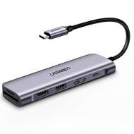 [아마존 핫딜]  [아마존핫딜]UGREEN USB C HUB HDMI 4K Adapter USB C HDMI Hub Aluminium USB Typ C Hub mit 2 USB 3.0, SD/TF Kartenslots, 100W Power Delivery Kompatibel mit MacBook Air 2019, Surface Go, Samsung G