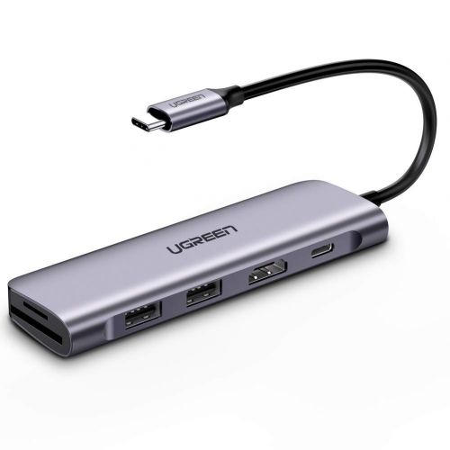  [아마존 핫딜]  [아마존핫딜]UGREEN USB C HUB HDMI 4K Adapter USB C HDMI Hub Aluminium USB Typ C Hub mit 2 USB 3.0, SD/TF Kartenslots, 100W Power Delivery Kompatibel mit MacBook Air 2019, Surface Go, Samsung G