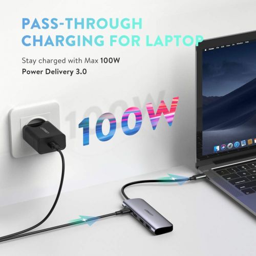  [아마존 핫딜]  [아마존핫딜]UGREEN USB C HUB HDMI 4K Adapter USB C HDMI Hub Aluminium USB Typ C Hub mit 2 USB 3.0, SD/TF Kartenslots, 100W Power Delivery Kompatibel mit MacBook Air 2019, Surface Go, Samsung G