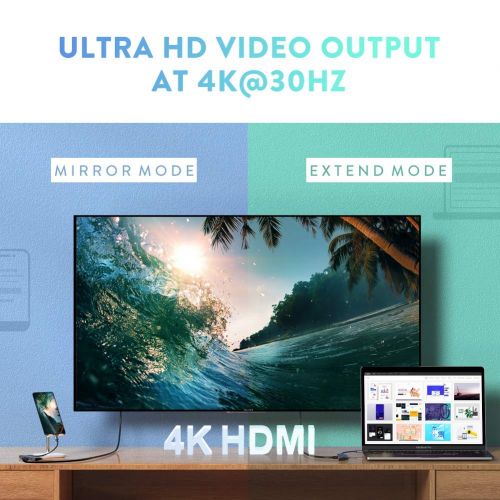  [아마존 핫딜]  [아마존핫딜]UGREEN USB C HUB HDMI 4K Adapter USB C HDMI Hub Aluminium USB Typ C Hub mit 2 USB 3.0, SD/TF Kartenslots, 100W Power Delivery Kompatibel mit MacBook Air 2019, Surface Go, Samsung G