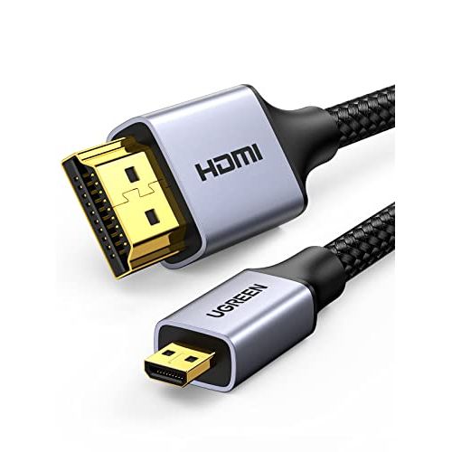  UGREEN 4K 60Hz Micro HDMI to HDMI Cable 3.3FT, Aluminum Shell Braided Micro HDMI 2.0 Cord Support HDR 3D ARC High Speed 18Gbps Compatible with Hero 7 6 5 Sony A6000 A6300 Camera Ni