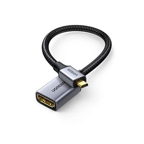  UGREEN Micro HDMI to HDMI Adapter, Micro HDMI to Female HDMI Aluminum Portable Cable HDMI Adapter Supports 4K 3D 1080P, Compatible with GoPro Hero 7 Raspberry Pi 4 Sony A6000 Camer