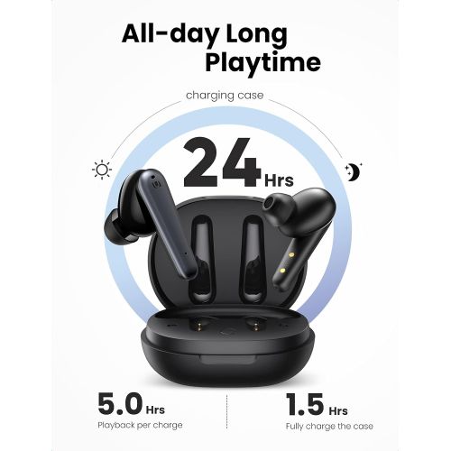  UGREEN HiTune T1 Wireless Earbuds with 4 Microphones, HiFi Stereo Bluetooth Earphones with Deep Bass Mode, ENC Noise Cancelling for Clear Calls, Touch Control, IPX5 Waterproof, 24H
