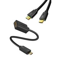 UGREEN Micro HDMI to HDMI Cable Male to Female with HDMI Cable Bundle Ethernet Type D to Type A Support 1080P 3D 4K Compatible with GoPro Hero 7 Black 5 4 6, Raspberry Pi 4, Sony A