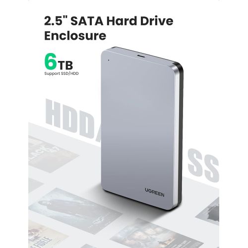  UGREEN USB C Hard Drive Enclosure for 2.5 SATA SSD HDD Aluminum USB C to SATA Adapter USB 3.1 Gen 2 Support UASP SATA III Compatible with MacBook Pro Air WD Seagate Toshiba Samsung