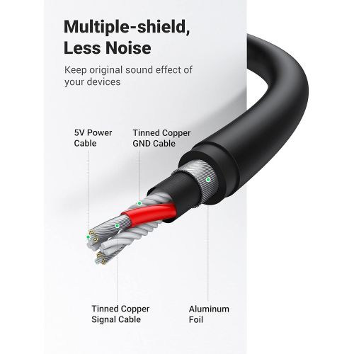  [아마존베스트]UGREEN USB Audio Adapter External Stereo Sound Card with 3.5mm Headphone and Microphone Jack for Windows, Mac, Linux, PC, Laptops, Desktops, PS5 (Black)