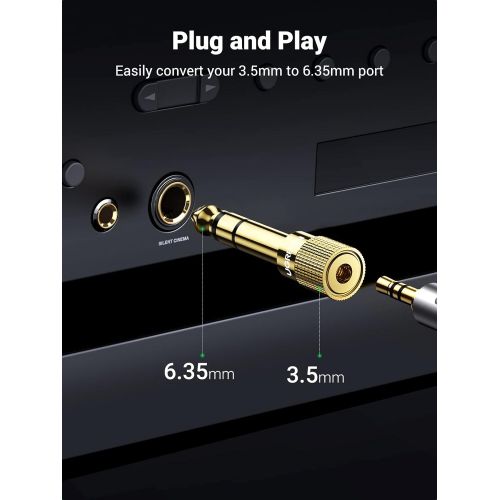  UGREEN 6.35mm 1/4 Male to 3.5mm 1/8 Female Stereo Headphone Adapter Audio Jack Plug Gold Plated for Speaker Headphone Guitar Digital Piano Amp, 2 Pack