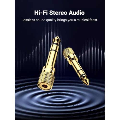  UGREEN 6.35mm 1/4 Male to 3.5mm 1/8 Female Stereo Headphone Adapter Audio Jack Plug Gold Plated for Speaker Headphone Guitar Digital Piano Amp, 2 Pack