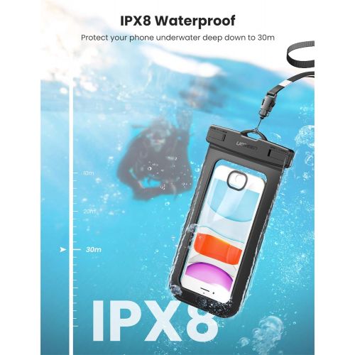  [아마존베스트]UGREEN Universal Waterproof Case 2 Pack Cell Phone Pouch Dry Bag Compatible for iPhone 11 Pro Max, iPhone SE 2020, iPhone X XR XS 8 Plus 7 6S 6 5, Samsung Galaxy S20 S10 S9 S8 Plus