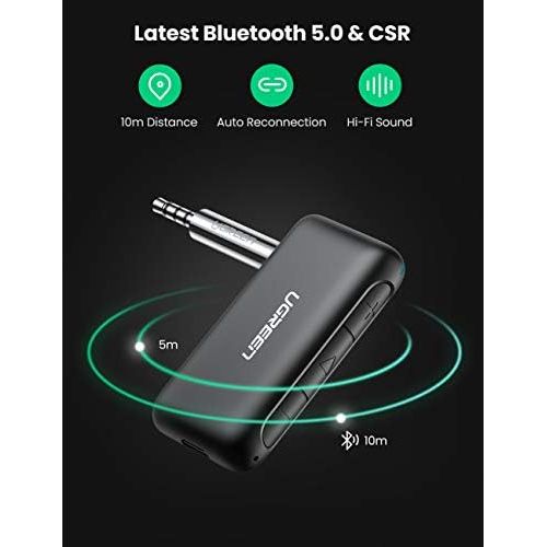  [아마존베스트]-Service-Informationen UGREEN Bluetooth Adapter Aux Car Bluetooth Receiver Audio Bluetooth 5.0 Receiver with CVC 8.0 Noise Cancelling Compatible with Car Stereo System Speaker iPhone SE Samsung Galaxy S2