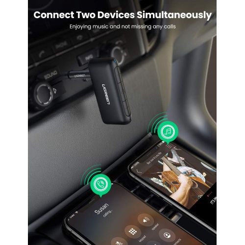  [아마존베스트]-Service-Informationen UGREEN Bluetooth Adapter Aux Car Bluetooth Receiver Audio Bluetooth 5.0 Receiver with CVC 8.0 Noise Cancelling Compatible with Car Stereo System Speaker iPhone SE Samsung Galaxy S2