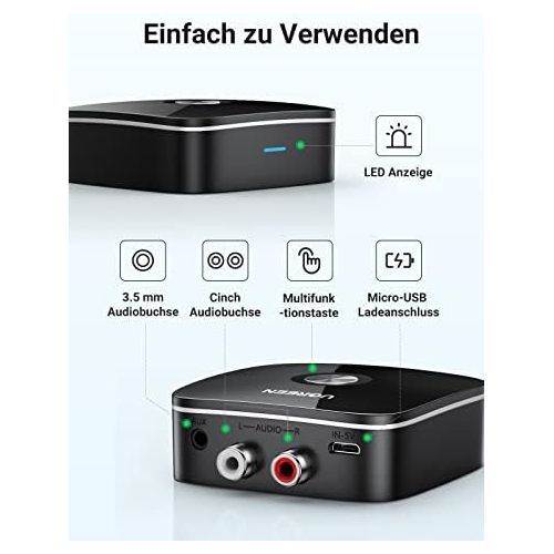  [아마존베스트]-Service-Informationen UGREEN Bluetooth Adapter Bluetooth Receiver Cinch 2RCA 3.5mm Bluetooth Empfanger Bluetooth 4.1 unterstuetzt fuer Stereoanlage Lautsprecher Verstarker