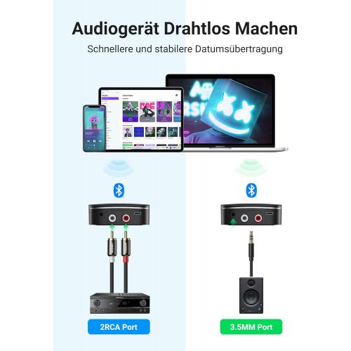  [아마존베스트]-Service-Informationen UGREEN Bluetooth Adapter Bluetooth Receiver Cinch 2RCA 3.5mm Bluetooth Empfanger Bluetooth 4.1 unterstuetzt fuer Stereoanlage Lautsprecher Verstarker