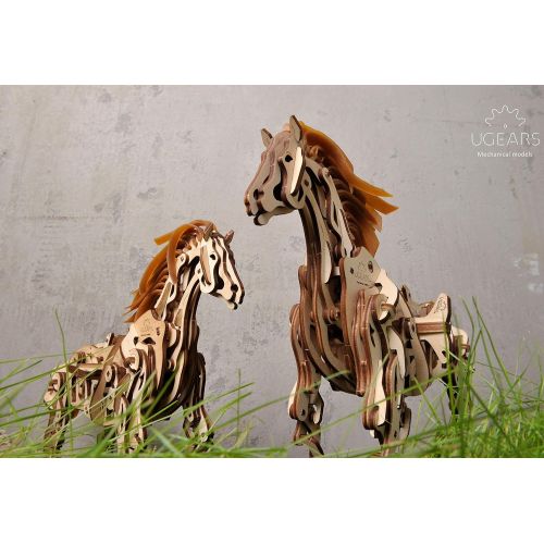  UGears Models 3-D Wooden Puzzle - Mechanical Horse Mechanoid