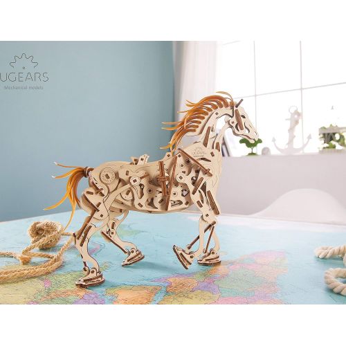  UGears Models 3-D Wooden Puzzle - Mechanical Horse Mechanoid