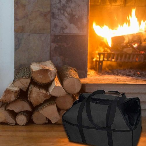  UHBGT Firewood Log Carrier Tote Bag Extra Large Wood Tote Waterproof Firewood Carrier Fireplace Wood Stove Accessories with Handle, 24 x 11.8 x 9.8 Inch