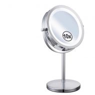 UHU Mirror Makeup Mirror Led Desktop Double-Sided Makeup Mirror RoundTable Mirror Metal 10 Times Magnifying Mirror