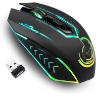 [아마존 핫딜]  [아마존핫딜]Wireless Gaming Mouse Up to 10000 DPI, UHURU Rechargeable USB Mouse with 6 Buttons 7 Changeable LED Color Ergonomic Programmable MMO RPG for PC Computer Laptop Gaming Players