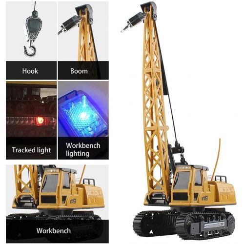  UJIKHSD 8 Channel Remote Control Crane, Proffesional Series, 1:24 Scale - Battery Powered RC Construction Toy Crane with Heavy Metal Hook for Adult Boys Kids Teens Toddler Xmas Gif