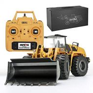 UJIKHSD Remote Control Bulldozer Toy Truck, 1/14 Scale RC Metal Rc Front Loader 4WD Construction Vehicles for Boys for Adult Boys Kids Xmas Gift