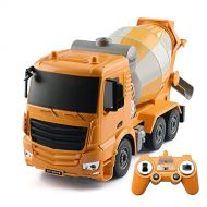 UJIKHSD Remote Control Cement Mixer Truck Toy 8 Channel Electric Stirring Dumping RC Construction Vehicles with Lights Outdoor Indoor Car Toy Present