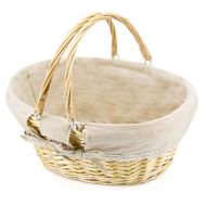 UJoylify Durior Wicker Basket Woven Picnic Basket Empty Oval Willow Large Storage Basket with Double Handles Fruit Serving Baskets Easter Basket 15.5 L 11.5 W 7 H(Natural)