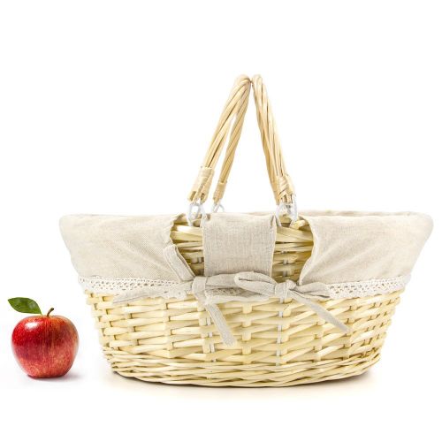  UJoylify Durior Wicker Basket Woven Picnic Basket Empty Oval Willow Large Storage Basket with Double Handles Fruit Serving Baskets Easter Basket 15.5 L 11.5 W 7 H(Natural)