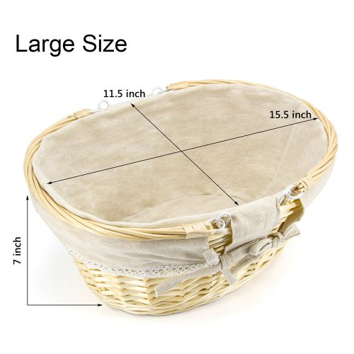  UJoylify Durior Wicker Basket Woven Picnic Basket Empty Oval Willow Large Storage Basket with Double Handles Fruit Serving Baskets Easter Basket 15.5 L 11.5 W 7 H(Natural)