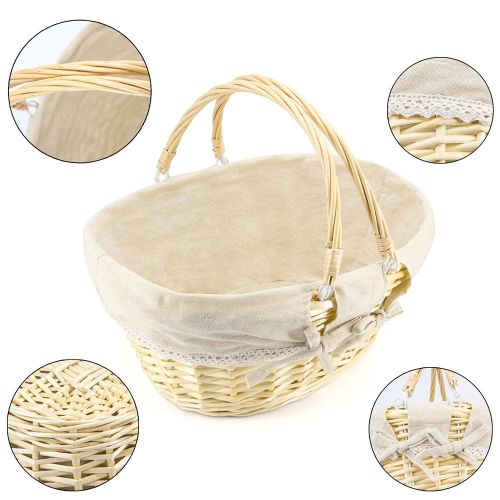  UJoylify Durior Wicker Basket Woven Picnic Basket Empty Oval Willow Large Storage Basket with Double Handles Fruit Serving Baskets Easter Basket 15.5 L 11.5 W 7 H(Natural)