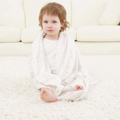  UKADOU Muslin Swaddle Blankets for Baby Girl Boy - Organic Soft Cotton 4747 Large,3 Pack (Pink)