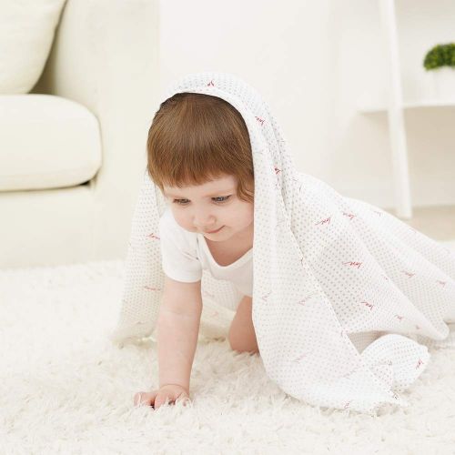  UKADOU Muslin Swaddle Blankets for Baby Girl Boy - Organic Soft Cotton 4747 Large,3 Pack (Pink)