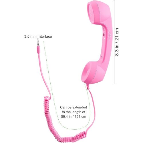  UKCOCO 3.5mm Universal Retro Telephone Handset,Holding A Cell Phone for Phone,Anti Radiation Receivers for Phone(Pink)