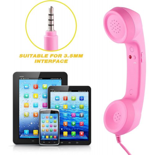  UKCOCO 3.5mm Universal Retro Telephone Handset,Holding A Cell Phone for Phone,Anti Radiation Receivers for Phone(Pink)