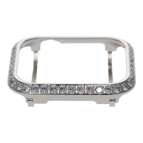  UKCOCO Compatible Apple Watch 4 Case, Luxury Crystal Diamonds Metal Frame iWatch Bezel Edge Protector Protective Bumper Compatible iWatch Series 4 Sport Edition (40mm-Silver)
