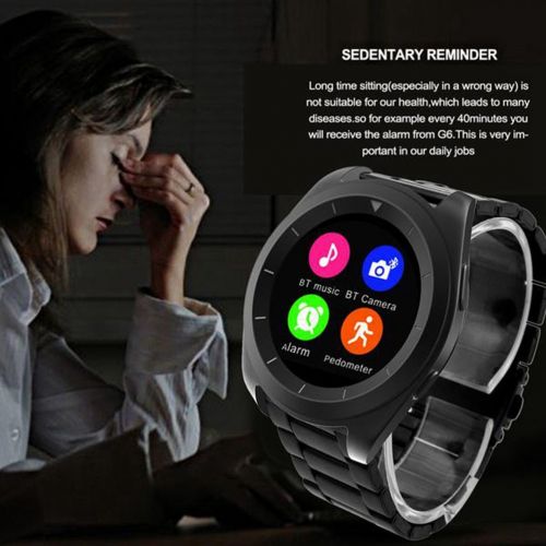  UKCOCO G6 Sport Bluetooth 4.0 Smart Watch Call Reminders HD Screen Heart Rate Sleep Monitor Pedometer Smartwatch Remote Camera for iOS Android Smartphones(Black Steel Band)