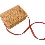 UKURO Women Retro Rattan Straw Square Bags Messenger Fashion Bali Rectangle Beach Shoulder Crossbody Handbags Purse